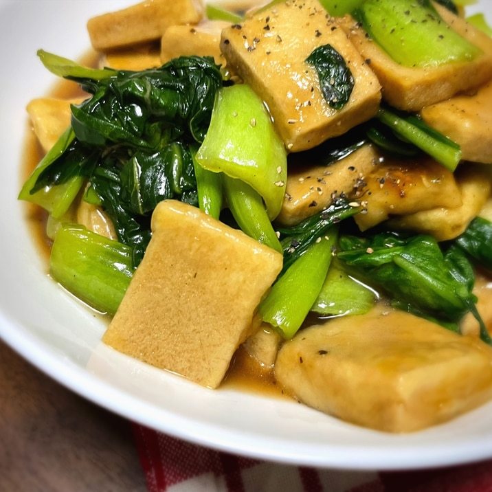 高野豆腐とチンゲン菜のオイスター醤油炒め